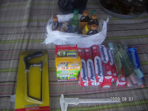 090801 Medicines, soup, pepsodent & toot brushs from Dewi